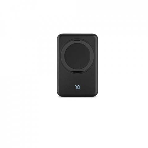 WARSHEL 5. Bateria port&aacute;til magn&eacute;tica com carregador por indu&ccedil;&atilde;o super-r&aacute;pido (5.000 mAh), em ABS 100% reciclado - Preto