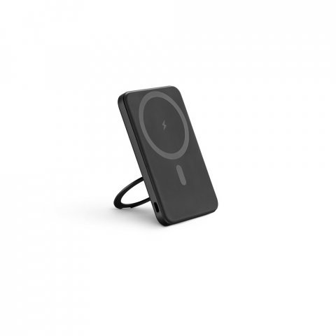 WARSHEL 5. Bateria port&aacute;til magn&eacute;tica com carregador por indu&ccedil;&atilde;o super-r&aacute;pido (5.000 mAh), em ABS 100% reciclado - Preto