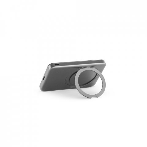 WARSHEL 5. Bateria port&aacute;til magn&eacute;tica com carregador por indu&ccedil;&atilde;o super-r&aacute;pido (5.000 mAh), em ABS 100% reciclado - Cinza escuro