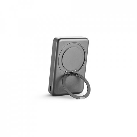 WARSHEL 10. Bateria port&aacute;til magn&eacute;tica com carregador por indu&ccedil;&atilde;o super-r&aacute;pido (10.000 mAh), em ABS 100% reciclado - Cinza escuro