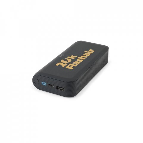BECKER 20. Bateria port&aacute;til com carregador por indu&ccedil;&atilde;o super-r&aacute;pido (20.000 mAh), em ABS 100% reciclado - Preto