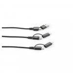BERTOZZI. Cabo USB super-r&aacute;pido 6 em 1 em alum&iacute;nio 20% reciclado e PET 4% reciclado - Preto