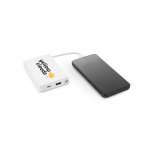 LATTES. Bateria port&aacute;til com cabo integrado, em ABS 100% reciclado (10.000 mAh) - Branco
