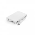 LATTES. Bateria port&aacute;til com cabo integrado, em ABS 100% reciclado (10.000 mAh) - Branco