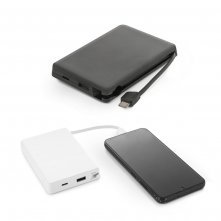 LATTES. Bateria port&aacute;til com cabo integrado, em ABS 100% reciclado (10.000 mAh)