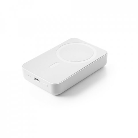 AMPERE 10. Bateria port&aacute;til magn&eacute;tica com carregador por indu&ccedil;&atilde;o super-r&aacute;pido (10.000 mAh), em ABS 100% reciclado - Branco