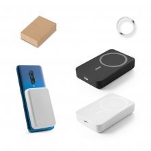 AMPERE 10. Bateria port&aacute;til magn&eacute;tica com carregador por indu&ccedil;&atilde;o super-r&aacute;pido (10.000 mAh), em ABS 100% reciclado