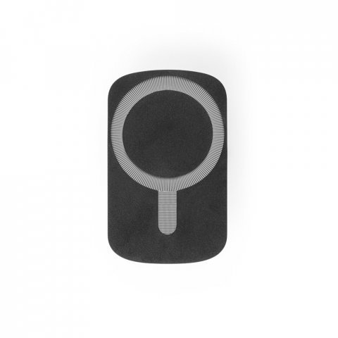 KOCH. Carregador magn&eacute;tico por indu&ccedil;&atilde;o super-r&aacute;pido com a funcionalidade de suporte para carro, em ABS 60% reciclado e silicone - Preto