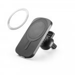 KOCH. Carregador magn&eacute;tico por indu&ccedil;&atilde;o super-r&aacute;pido com a funcionalidade de suporte para carro, em ABS 60% reciclado e silicone - Preto