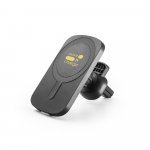 KOCH. Carregador magn&eacute;tico por indu&ccedil;&atilde;o super-r&aacute;pido com a funcionalidade de suporte para carro, em ABS 60% reciclado e silicone - Preto