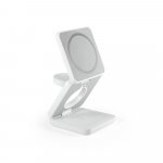 BROGLIE. Carregador magn&eacute;tico por indu&ccedil;&atilde;o super-r&aacute;pido, dobr&aacute;vel, que permite carregar tr&ecirc;s dispositivos simultaneamente, em ABS 100% reciclado - Branco
