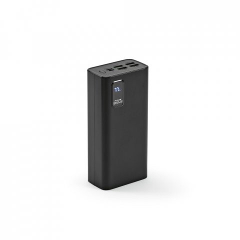 GURDON. Bateria port&aacute;til em ABS 100% reciclado (30.000 mAh) - Preto