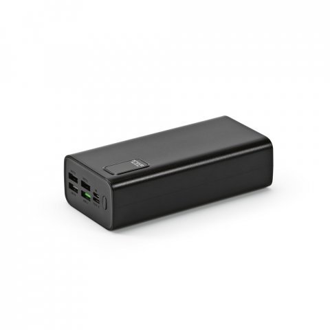 GURDON. Bateria port&aacute;til em ABS 100% reciclado (30.000 mAh) - Preto