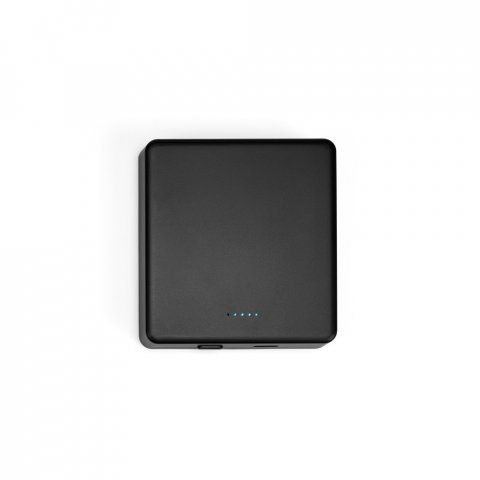SMOOT 5. Bateria port&aacute;til com carregador por indu&ccedil;&atilde;o em ABS 100% reciclado (5.000 mAh) - Preto