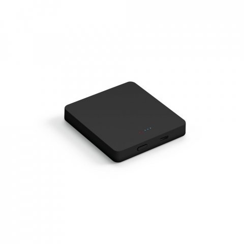 SMOOT 5. Bateria port&aacute;til com carregador por indu&ccedil;&atilde;o em ABS 100% reciclado (5.000 mAh) - Preto