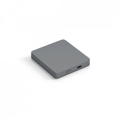 SMOOT 5. Bateria port&aacute;til com carregador por indu&ccedil;&atilde;o em ABS 100% reciclado (5.000 mAh) - Cromado