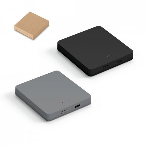 SMOOT 5. Bateria port&aacute;til com carregador por indu&ccedil;&atilde;o em ABS 100% reciclado (5.000 mAh)