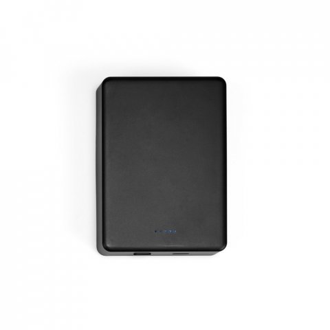 SMOOT 10. Bateria port&aacute;til com carregador por indu&ccedil;&atilde;o em ABS 100% reciclado (10.000 mAh) - Preto