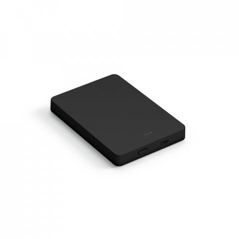 SMOOT 10. Bateria port&aacute;til com carregador por indu&ccedil;&atilde;o em ABS 100% reciclado (10.000 mAh) - Preto