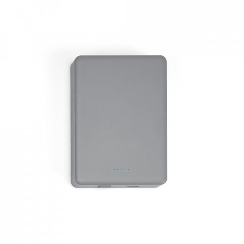 SMOOT 10. Bateria port&aacute;til com carregador por indu&ccedil;&atilde;o em ABS 100% reciclado (10.000 mAh) - Cromado