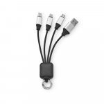 YALOW. Cabo USB de carregamento r&aacute;pido 3 em 1 com corpo em PET 100% reciclado - Preto
