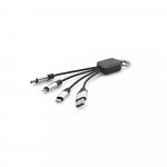 YALOW. Cabo USB de carregamento r&aacute;pido 3 em 1 com corpo em PET 100% reciclado - Preto