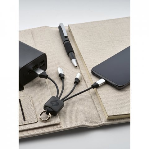 YALOW. Cabo USB de carregamento r&aacute;pido 3 em 1 com corpo em PET 100% reciclado