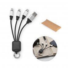 YALOW. Cabo USB de carregamento r&aacute;pido 3 em 1 com corpo em PET 100% reciclado