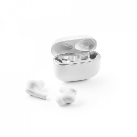 CAUBY. Fones de ouvido wireless  com ANC e autonomia de 7h, em ABS 100% reciclado - Branco