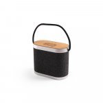 GUETTA. Caixa de som de 5W com carregador por indu&ccedil;&atilde;o super-r&aacute;pido e autonomia de 2h (1.200 mAh), em bambu e PET 100% reciclado - Cinza escuro