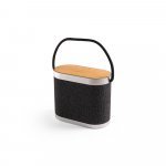 GUETTA. Caixa de som de 5W com carregador por indu&ccedil;&atilde;o super-r&aacute;pido e autonomia de 2h (1.200 mAh), em bambu e PET 100% reciclado - Cinza escuro