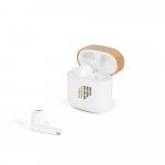 COBAIN. Fones de ouvido wireless com autonomia de 5h (300 mAh), em ABS 100% reciclado e bambu - Branco