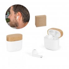 COBAIN. Fones de ouvido wireless com autonomia de 5h (300 mAh), em ABS 100% reciclado e bambu