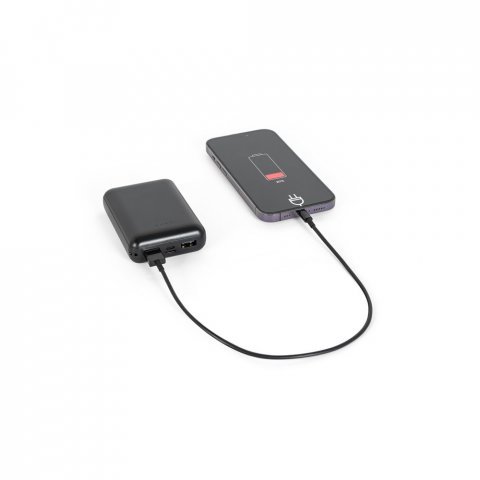 LEAKEY 10. Bateria port&aacute;ti em ABS 100% reciclado (10.000 mAh) - Preto