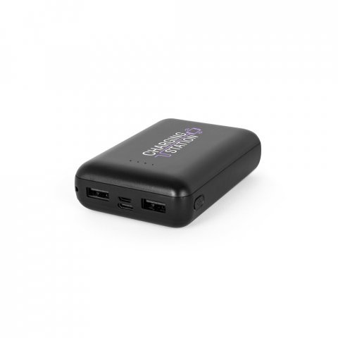 LEAKEY 10. Bateria port&aacute;ti em ABS 100% reciclado (10.000 mAh) - Preto