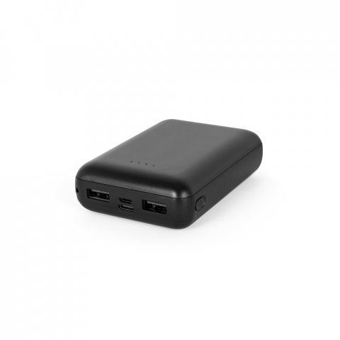LEAKEY 10. Bateria port&aacute;ti em ABS 100% reciclado (10.000 mAh) - Preto