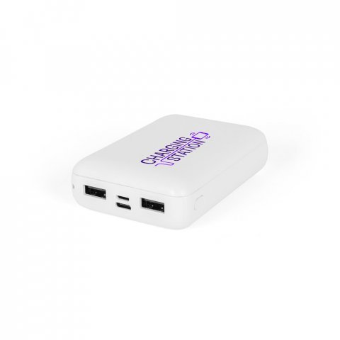 LEAKEY 10. Bateria port&aacute;ti em ABS 100% reciclado (10.000 mAh) - Branco