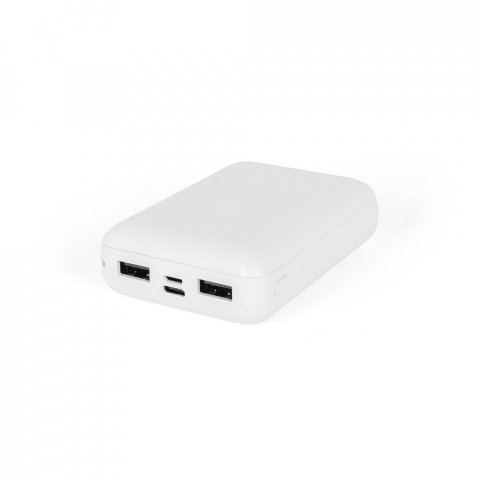 LEAKEY 10. Bateria port&aacute;ti em ABS 100% reciclado (10.000 mAh) - Branco