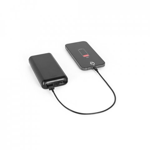 LEAKEY 20. Bateria port&aacute;til em ABS 100% reciclado (20.000 mAh) - Preto