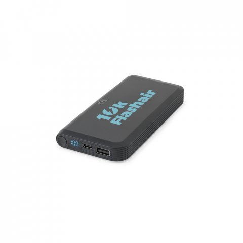 BECKER 10. Bateria port&aacute;til com carregador por indu&ccedil;&atilde;o super-r&aacute;pido (10.000 mAh), em ABS 100% reciclado - Preto