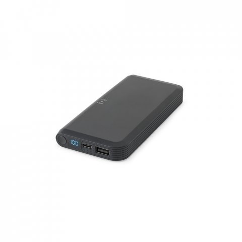 BECKER 10. Bateria port&aacute;til com carregador por indu&ccedil;&atilde;o super-r&aacute;pido (10.000 mAh), em ABS 100% reciclado - Preto
