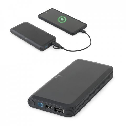 BECKER 10. Bateria port&aacute;til com carregador por indu&ccedil;&atilde;o super-r&aacute;pido (10.000 mAh), em ABS 100% reciclado