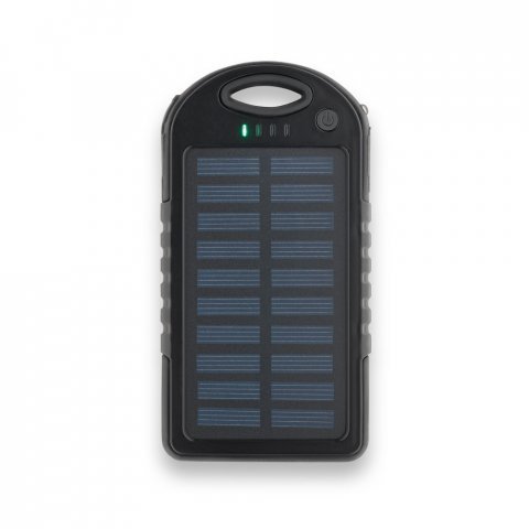 DAY. Bateria port&aacute;til solar com painel solar e LED em ABS (2.000 mAh) - Preto