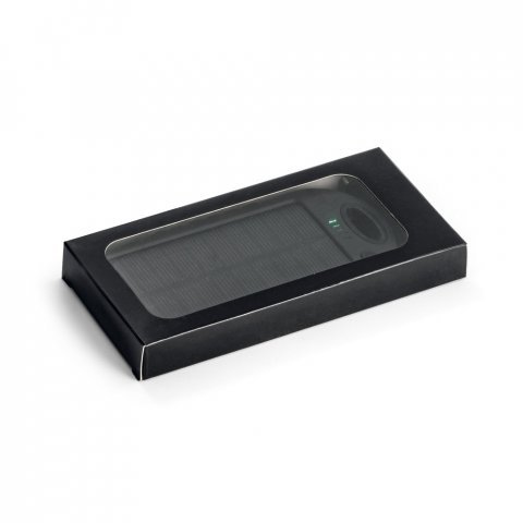 DAY. Bateria port&aacute;til solar com painel solar e LED em ABS (2.000 mAh) - Preto