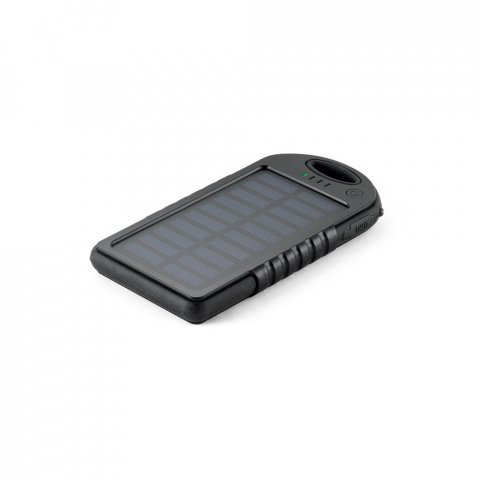 DAY. Bateria port&aacute;til solar com painel solar e LED em ABS (2.000 mAh) - Preto