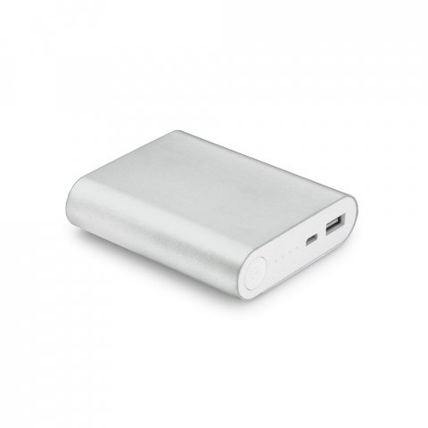 EMLYN. Bateria port&aacute;til em alum&iacute;nio e bateria de l&iacute;tio (8.000 mAh) - Cromado satinado