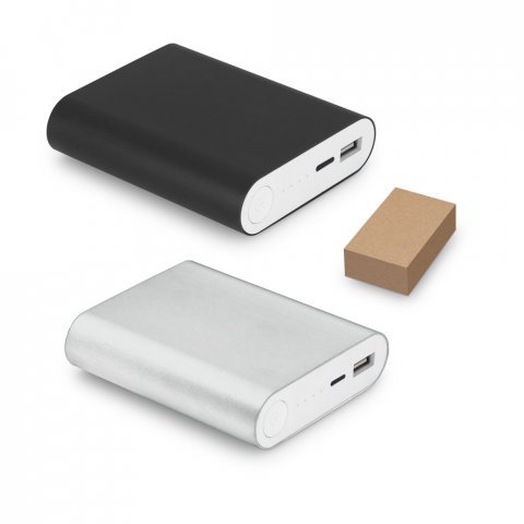EMLYN. Bateria port&aacute;til em alum&iacute;nio e bateria de l&iacute;tio (8.000 mAh)