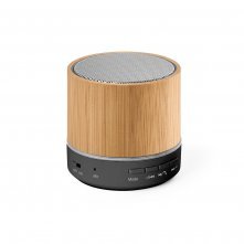 RE-GLASHOW. Caixa de som port&aacute;til com microfone e autonomia de 4h30 (400 mAH), em bambu e ABS 100% reciclado