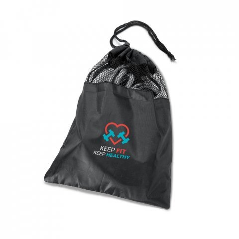 BRADY. Conjunto fitness composto por el&aacute;stico e corda de pular - Preto