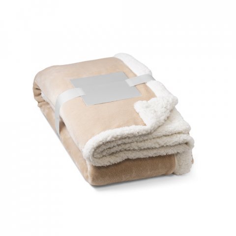 HEIDEN. Manta revers&iacute;vel em tecido polar (190 g/m&sup2;) acetinado com forro sherpa (225 g/m&sup2;), - Bege